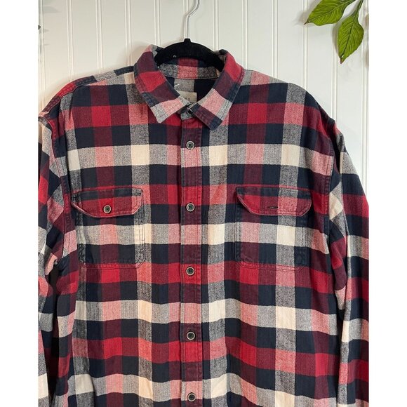 Mens Jachs Red & Navy Plaid Long Sleeve Cotton Button-Up Shirt Size L - Picture 3 of 11